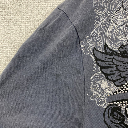 DENIM73　半袖プリントTシャツ　灰色　グレー　XLサイズ