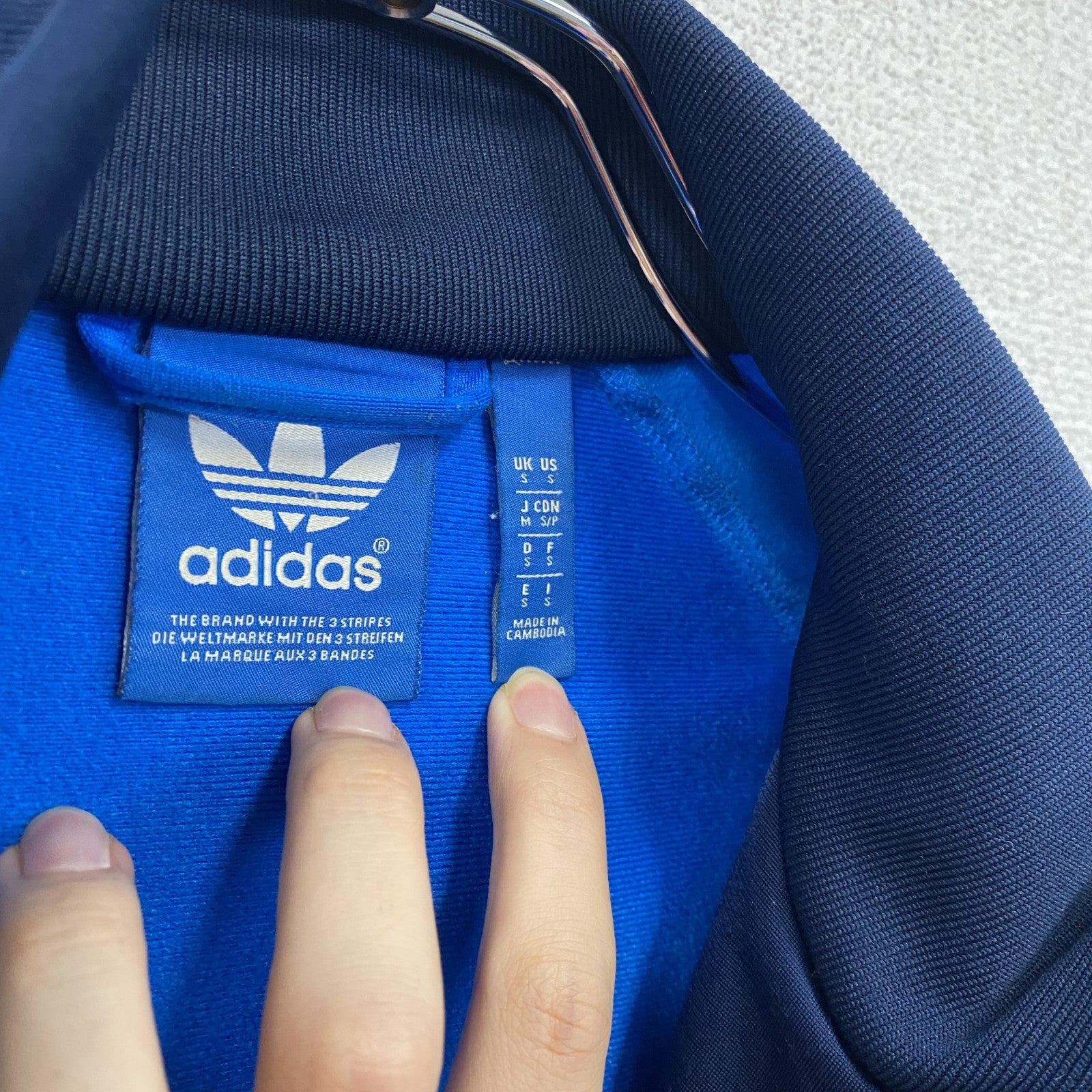 adidas　アディダス　トラックジャケット/ジャージ　ロゴ刺繡　青　Sサイズ