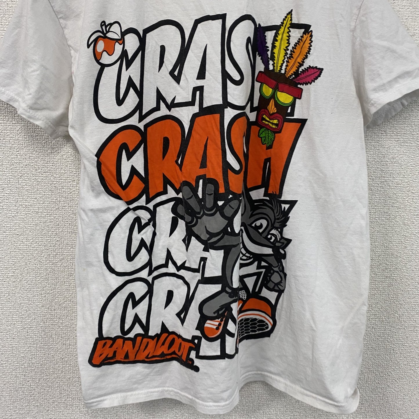 CRASH BANDICOOT　クラッシュバンディクー　半袖プリントTシャツ　キャラクターT 　白　ホワイト　Lサイズ