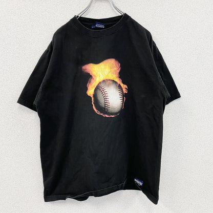 HARVEST　半袖プリントTシャツ　baseball　野球　剛球　黒　ブラック　XLサイズ