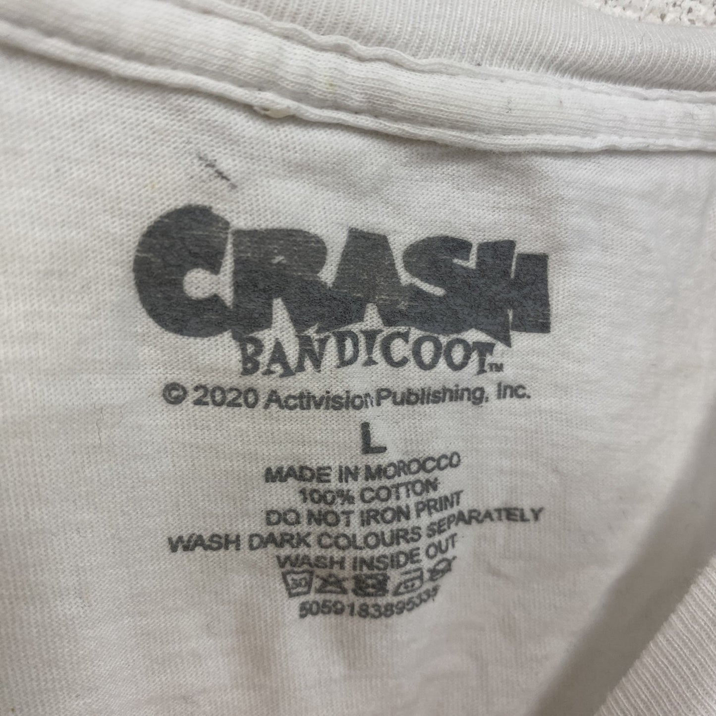 CRASH BANDICOOT　クラッシュバンディクー　半袖プリントTシャツ　キャラクターT 　白　ホワイト　Lサイズ