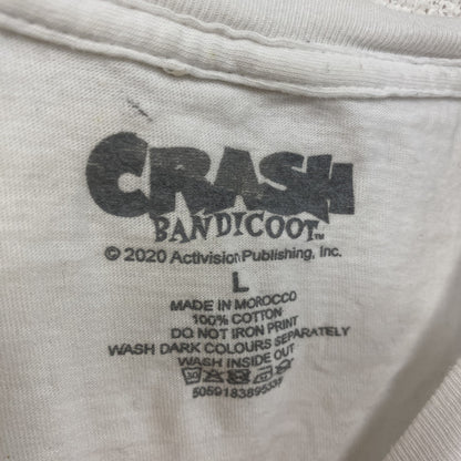 CRASH BANDICOOT　クラッシュバンディクー　半袖プリントTシャツ　キャラクターT 　白　ホワイト　Lサイズ
