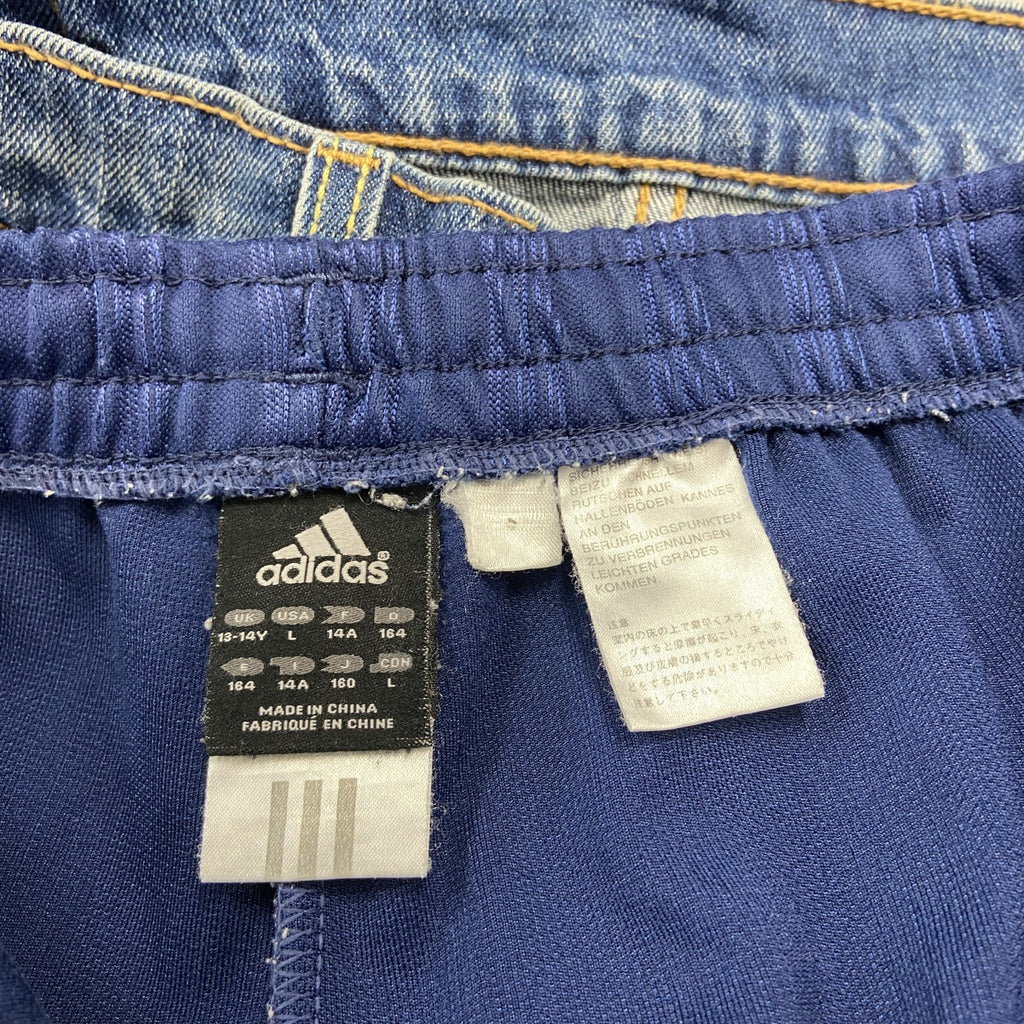 adidas　アディダス　トラックパンツ/ジャージパンツ　パフォーマンスロゴ　刺繍ロゴ　スリーストライプス　紺　ネイビー　Lサイズ