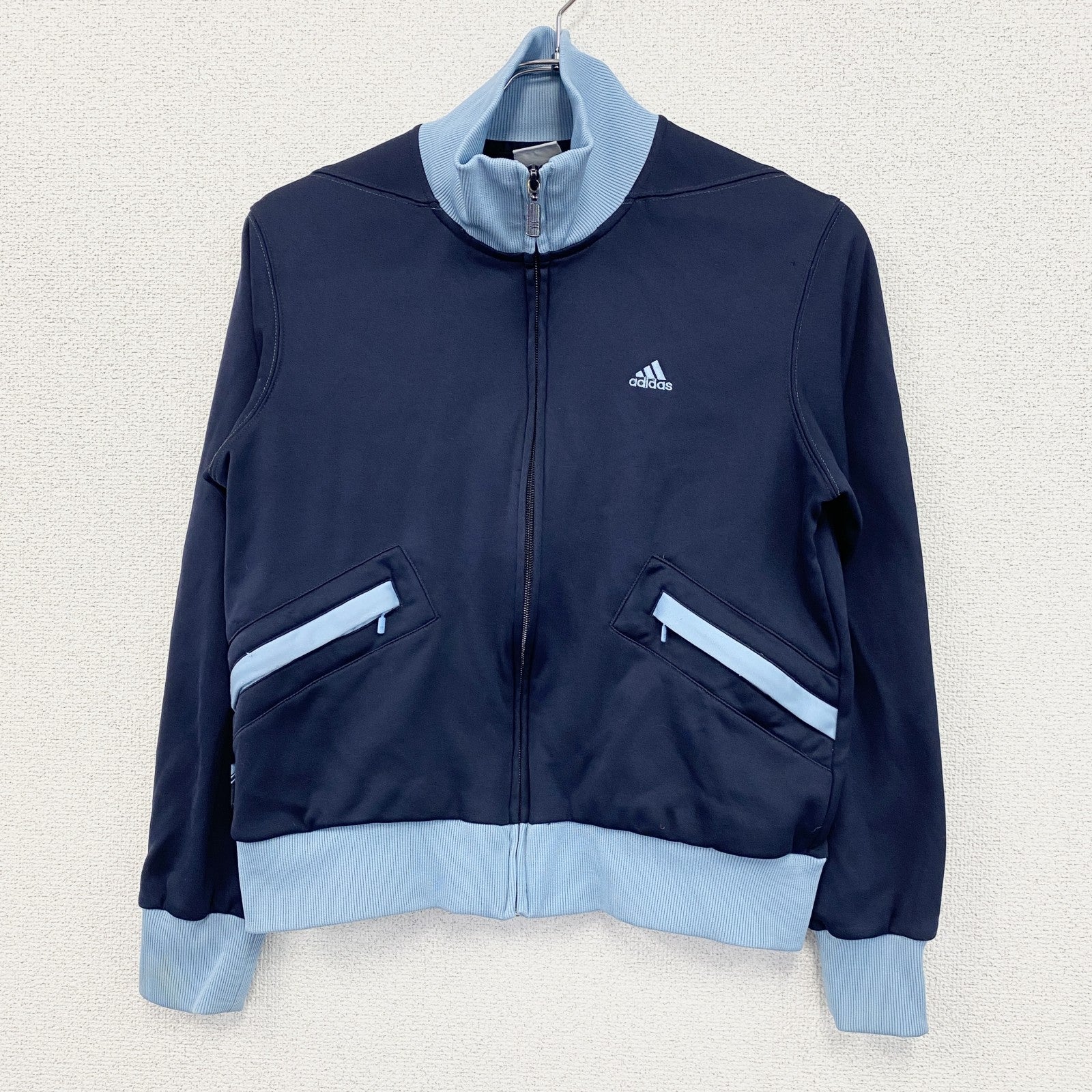 adidas　アディダス　トラックジャケット/ジャージ　ロゴ刺繡　青　ブルー　Mサイズ
