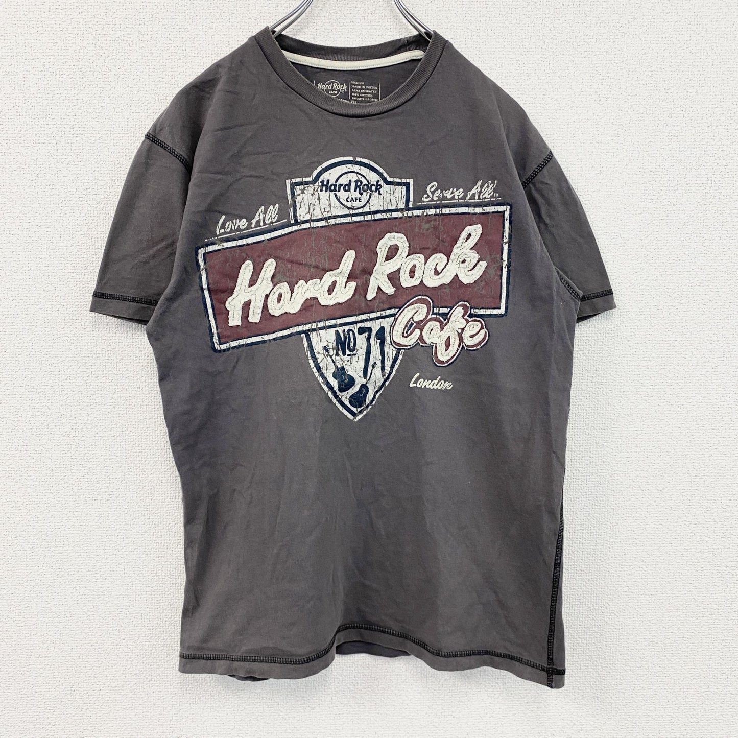 Hard Rock CAFE　ハードロックカフェ　半袖プリントTシャツ　茶色　ブラウン　Mサイズ