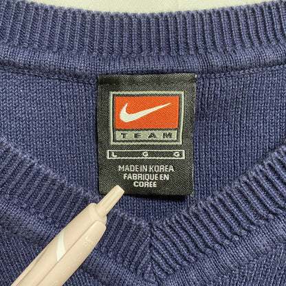 90s　NIKE　ナイキ　Vネックニットベスト　ヴィンテージ　フットボール　ネイビー　Lサイズ