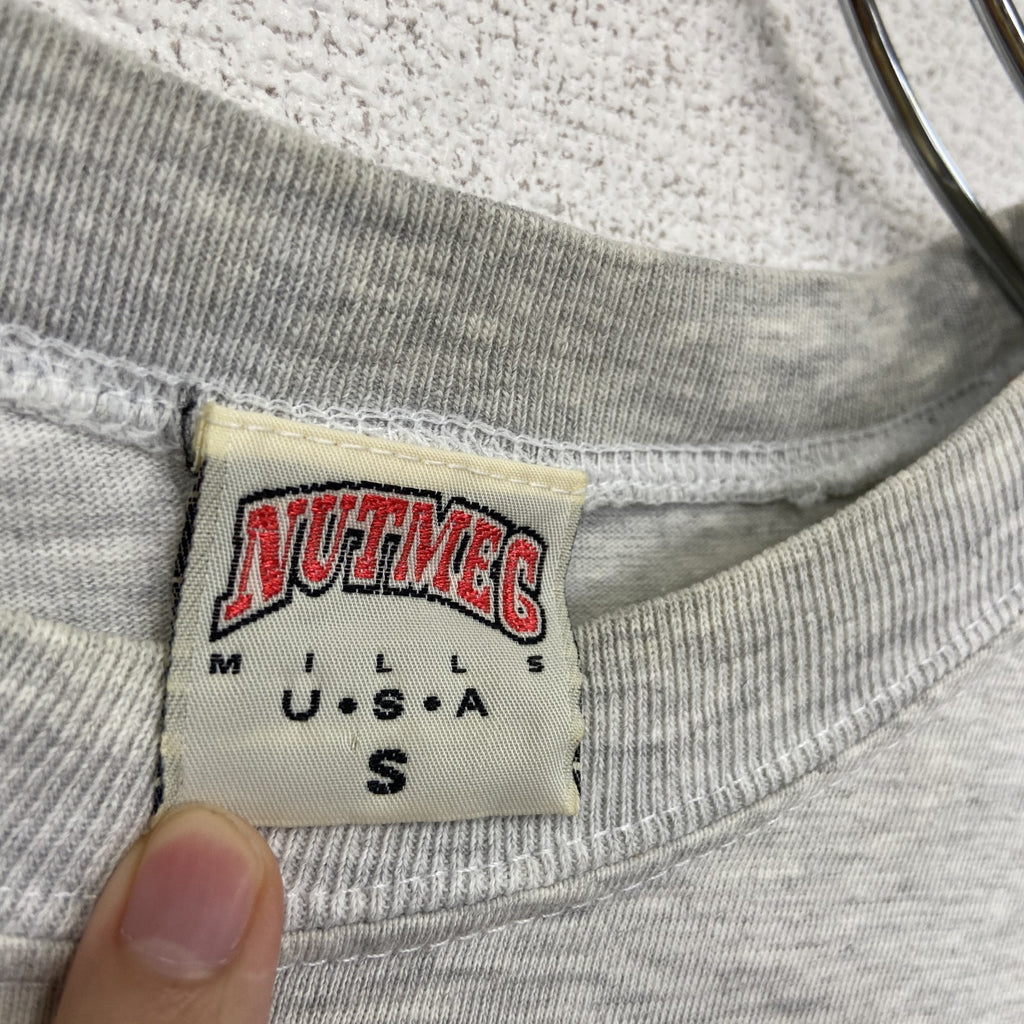 90s　NUTMEG　半袖プリントTシャツ　ヴィンテージ　シングルステッチ　灰色　グレー　Sサイズ