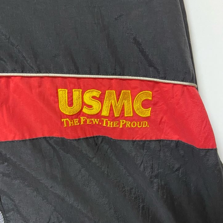 古着 used　USMC the few the proud　長袖刺繍ナイロンジャケット　海軍　黒　ビッグシルエット　XLサイズ
