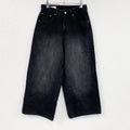 ZARA　ザラ　ワイドデニムパンツ/ジーンズ　ブラックデニムパンツ　縦落ち　黒　ブラック　34サイズ