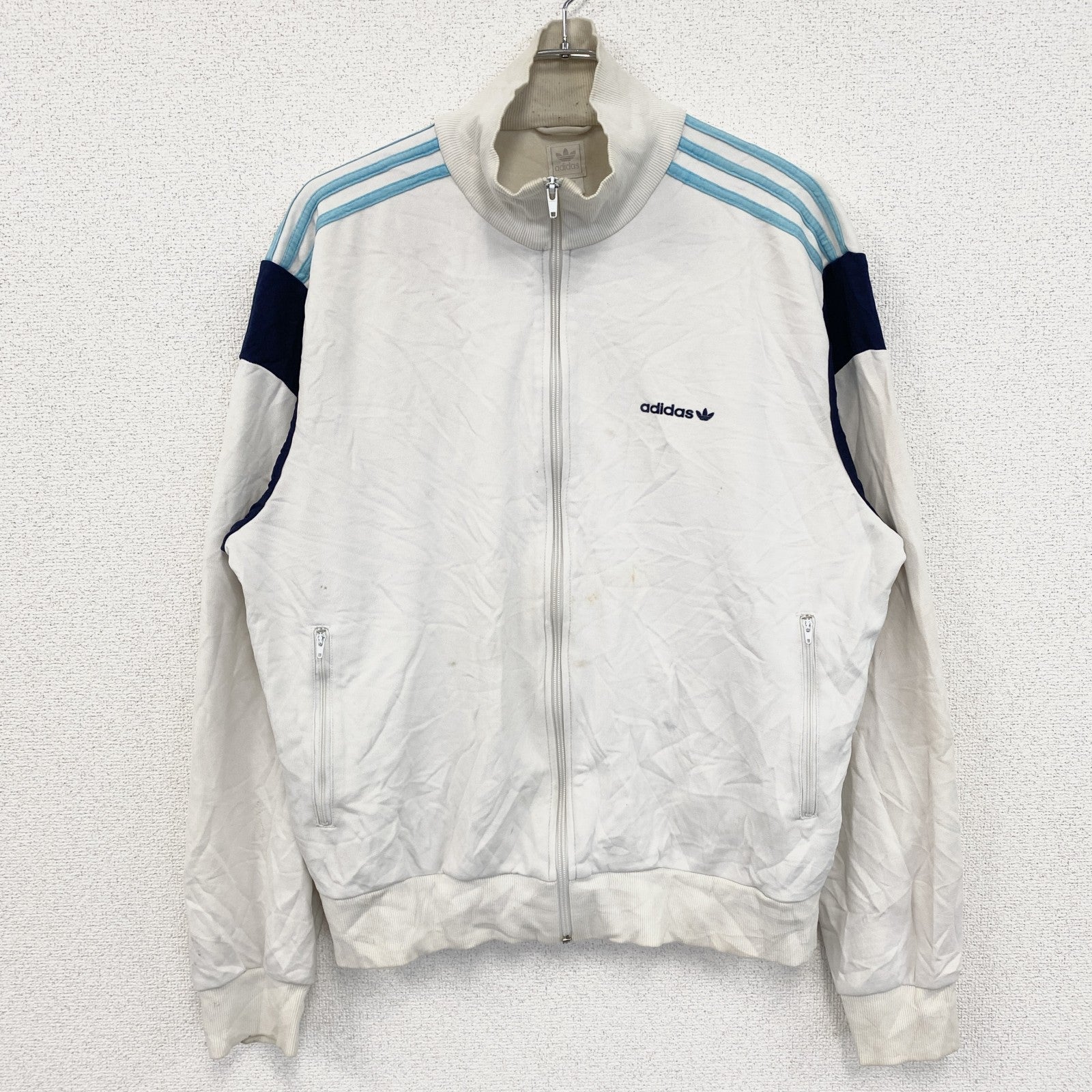 古着 used　adidas　アディダス　フルジップトラックジャケット/ジャージ　白　ホワイト　XLサイズ
