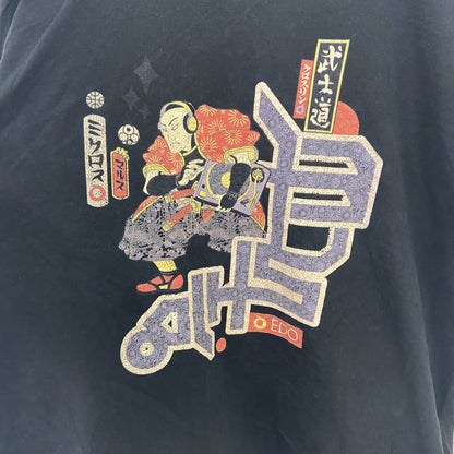 American Apparel　半袖プリントTシャツ　武士道　黒　ブラック　Lサイズ