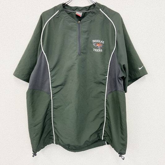 90s　NIKE　ナイキ　半袖ハーフジッププルオーバー　ヴィンテージ　カーキ　XLサイズ
