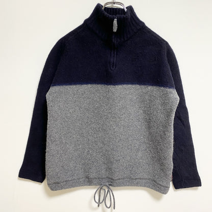 古着 used　KAPPA カッパ　長袖ハーフジップニット　セーター　ネイビー　グレー　バイカラー　ヴィンテージ　レトロ