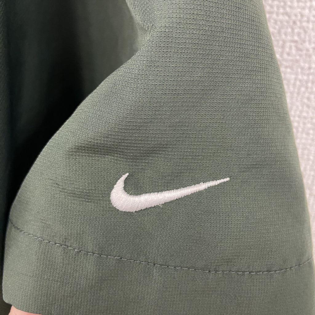 90s　NIKE　ナイキ　半袖ハーフジッププルオーバー　ヴィンテージ　カーキ　XLサイズ