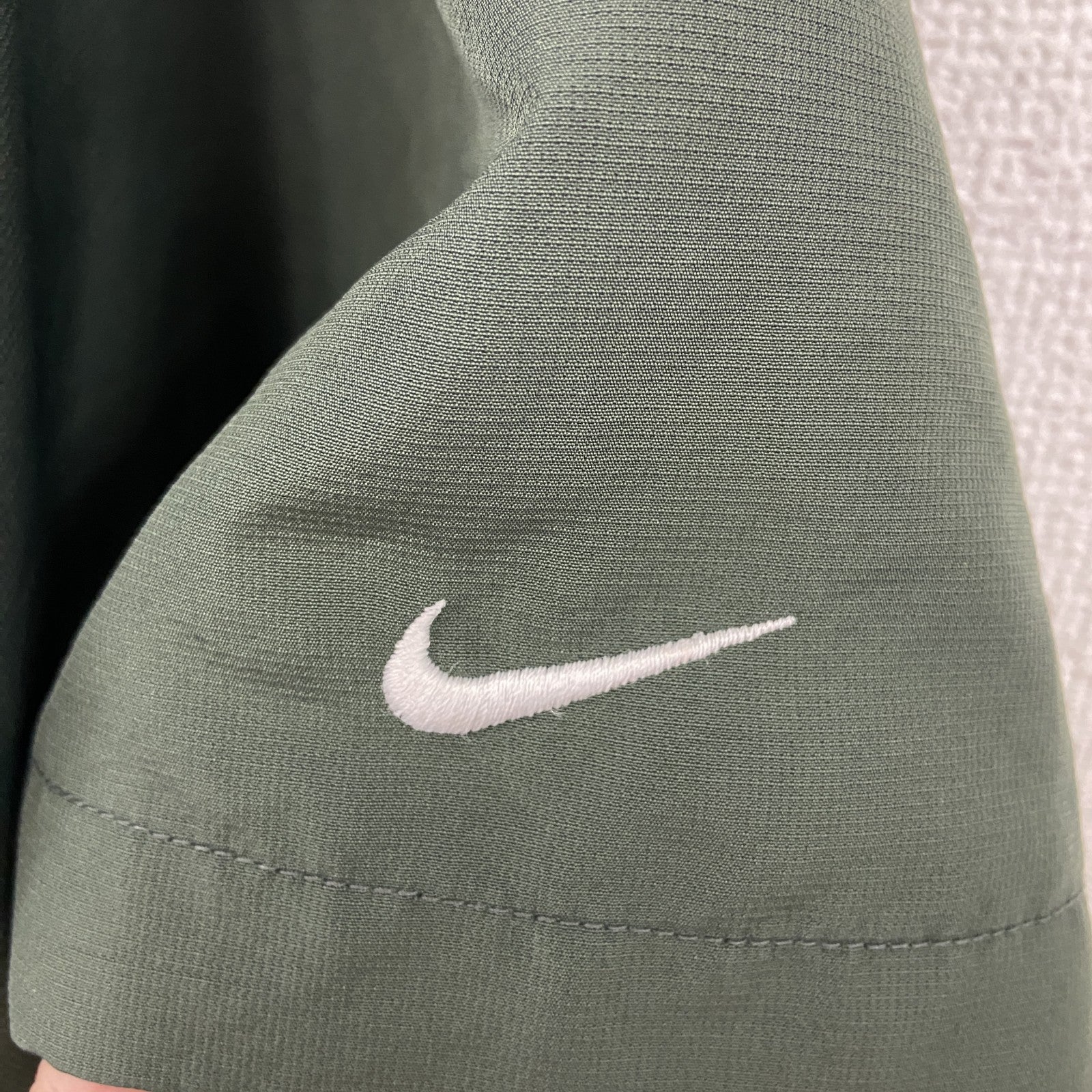 90s　NIKE　ナイキ　半袖ハーフジッププルオーバー　ヴィンテージ　カーキ　XLサイズ