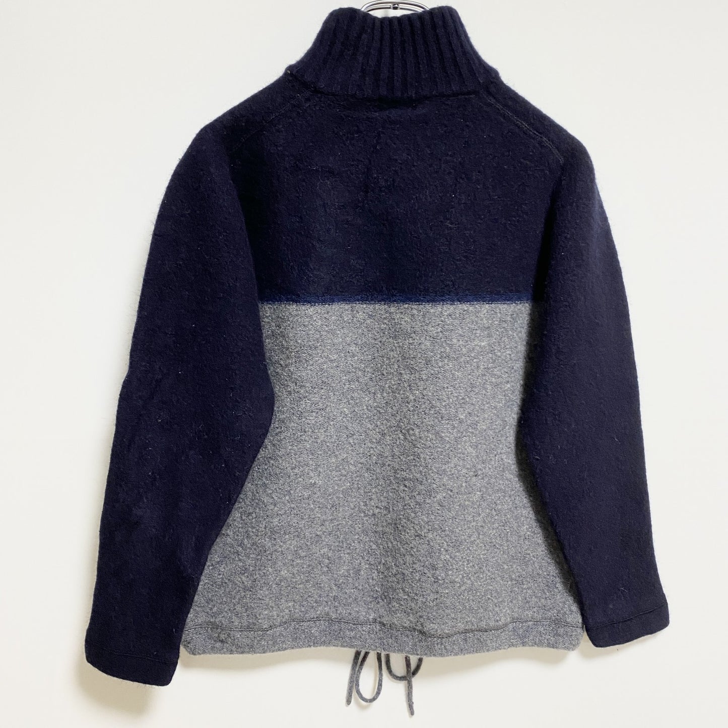 古着 used　KAPPA カッパ　長袖ハーフジップニット　セーター　ネイビー　グレー　バイカラー　ヴィンテージ　レトロ