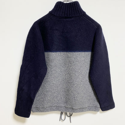 古着 used　KAPPA カッパ　長袖ハーフジップニット　セーター　ネイビー　グレー　バイカラー　ヴィンテージ　レトロ