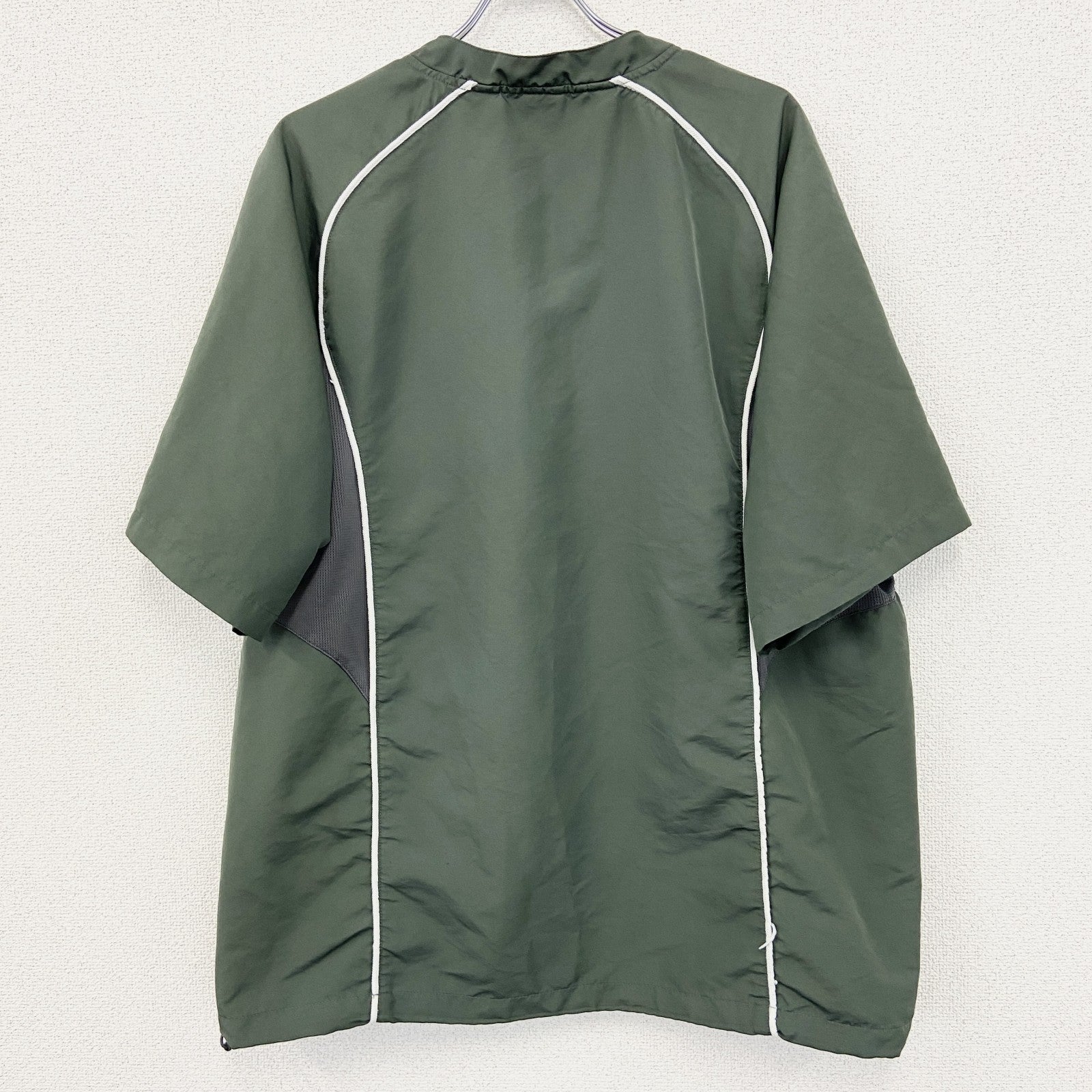 90s　NIKE　ナイキ　半袖ハーフジッププルオーバー　ヴィンテージ　カーキ　XLサイズ