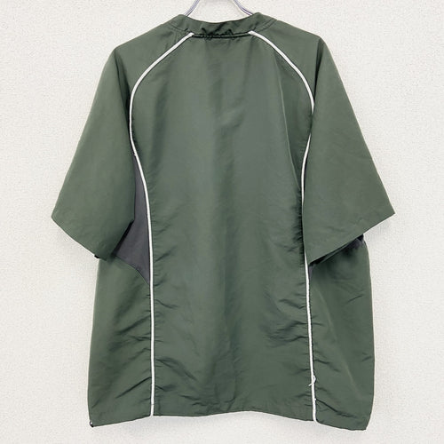 90s　NIKE　ナイキ　半袖ハーフジッププルオーバー　ヴィンテージ　カーキ　XLサイズ