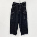 VISION STREET WEAR　ヴィジョンストリートウェア　デニムカーゴパンツ　ジップフライ　黒　ブラック　Lサイズ