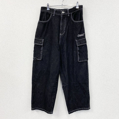 VISION STREET WEAR　ヴィジョンストリートウェア　デニムカーゴパンツ　ジップフライ　黒　ブラック　Lサイズ