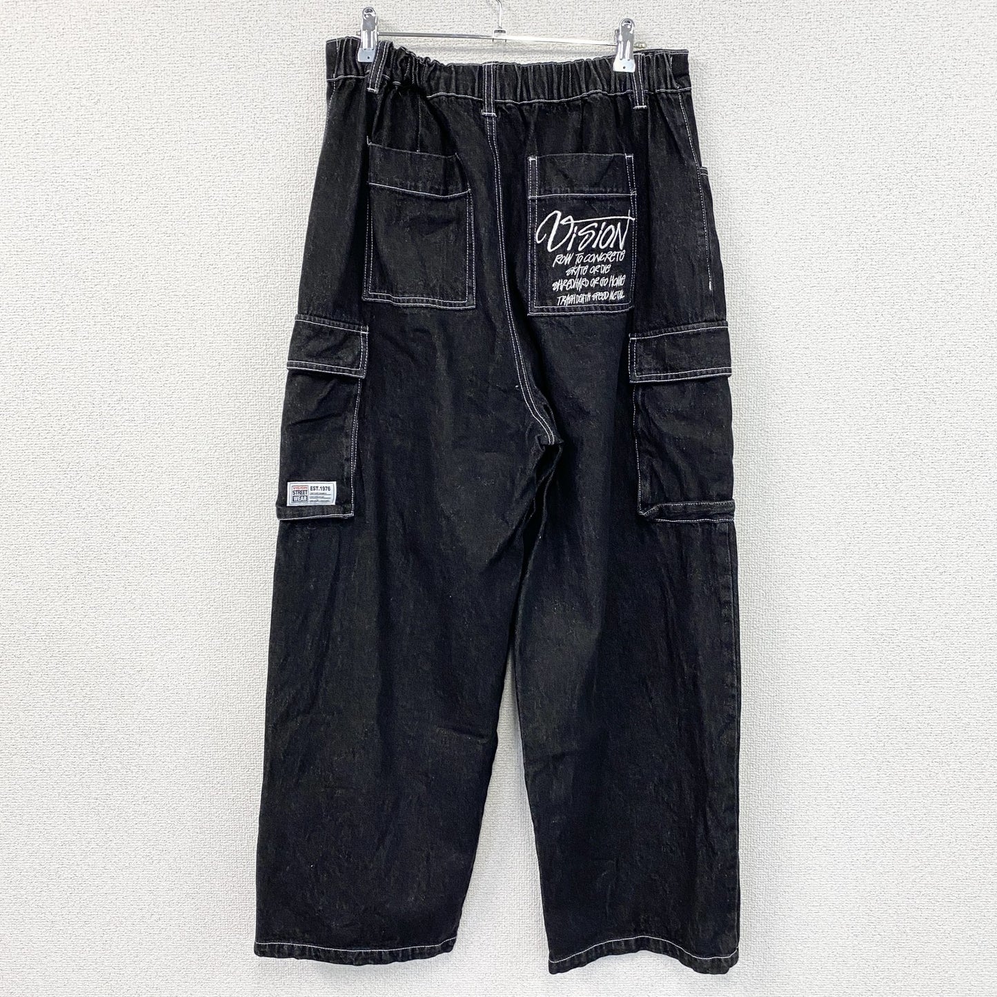VISION STREET WEAR　ヴィジョンストリートウェア　デニムカーゴパンツ　ジップフライ　黒　ブラック　Lサイズ