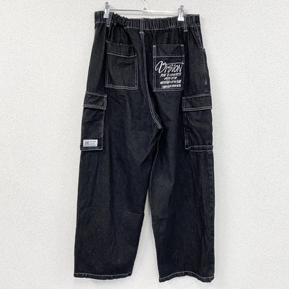 VISION STREET WEAR　ヴィジョンストリートウェア　デニムカーゴパンツ　ジップフライ　黒　ブラック　Lサイズ