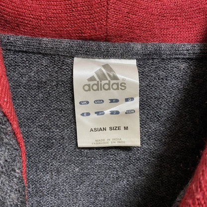 古着 used　adidas　アディダス　長袖ニットパーカー　セーター　ワンポイントロゴ刺　グレー　Mサイズ