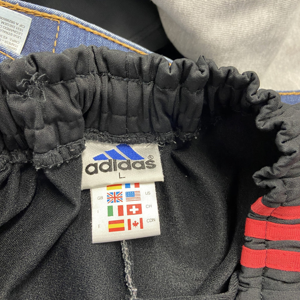 90s　adidas　アディダス　トラックパンツ/ジャージパンツ　パフォーマンスロゴ　刺繍ロゴ　ワンポイント　黒　ブラック　Lサイズ