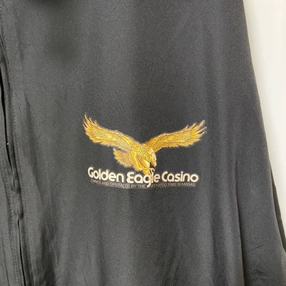 古着 used　NORTH END　長袖ナイロンジャケット　フード付き　ワンポイントプリント　黒　ビックシルエット　XLサイズ