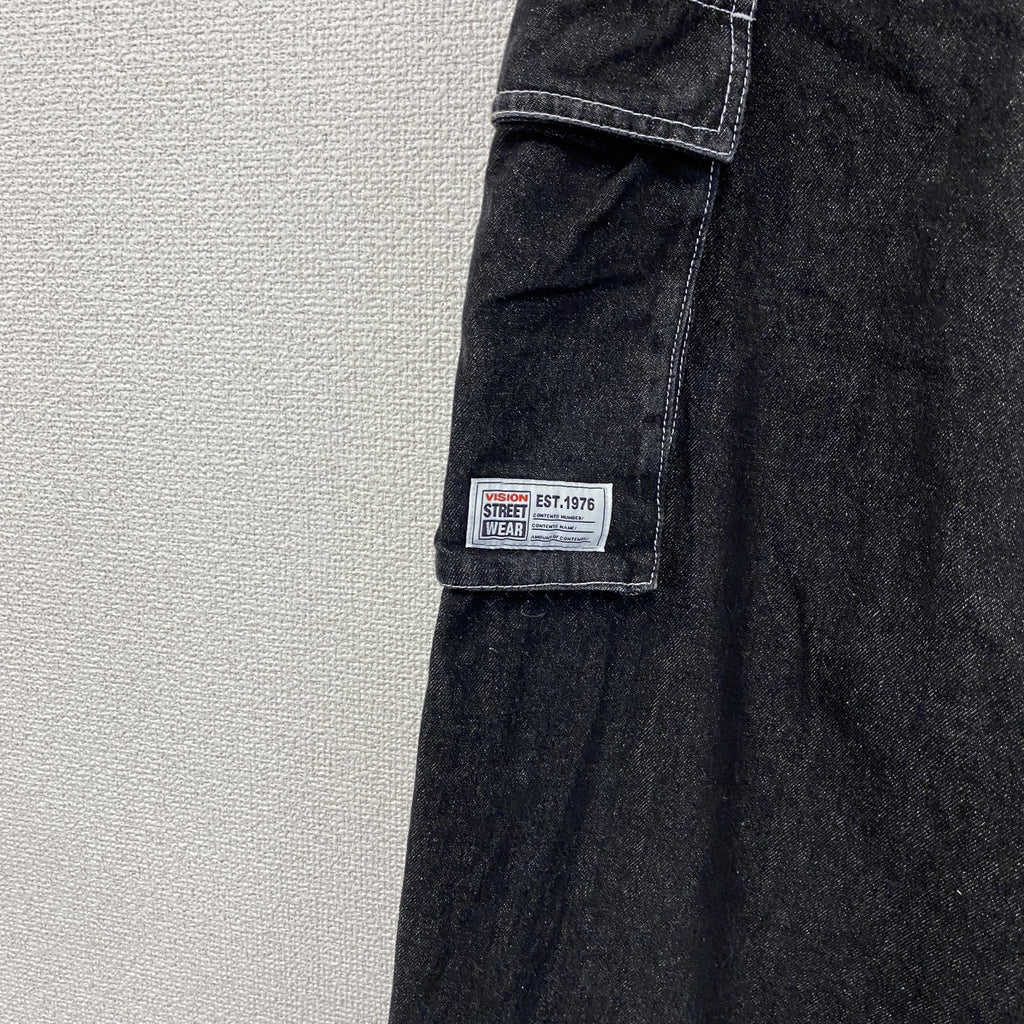 VISION STREET WEAR　ヴィジョンストリートウェア　デニムカーゴパンツ　ジップフライ　黒　ブラック　Lサイズ