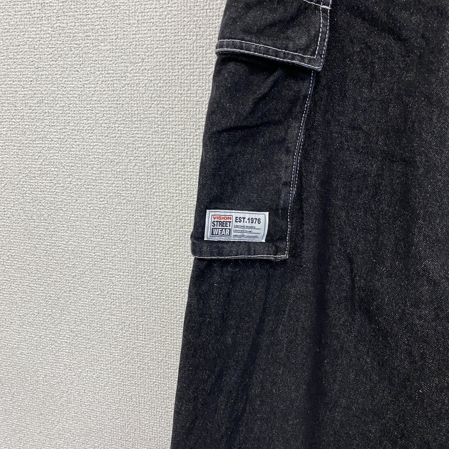 VISION STREET WEAR　ヴィジョンストリートウェア　デニムカーゴパンツ　ジップフライ　黒　ブラック　Lサイズ