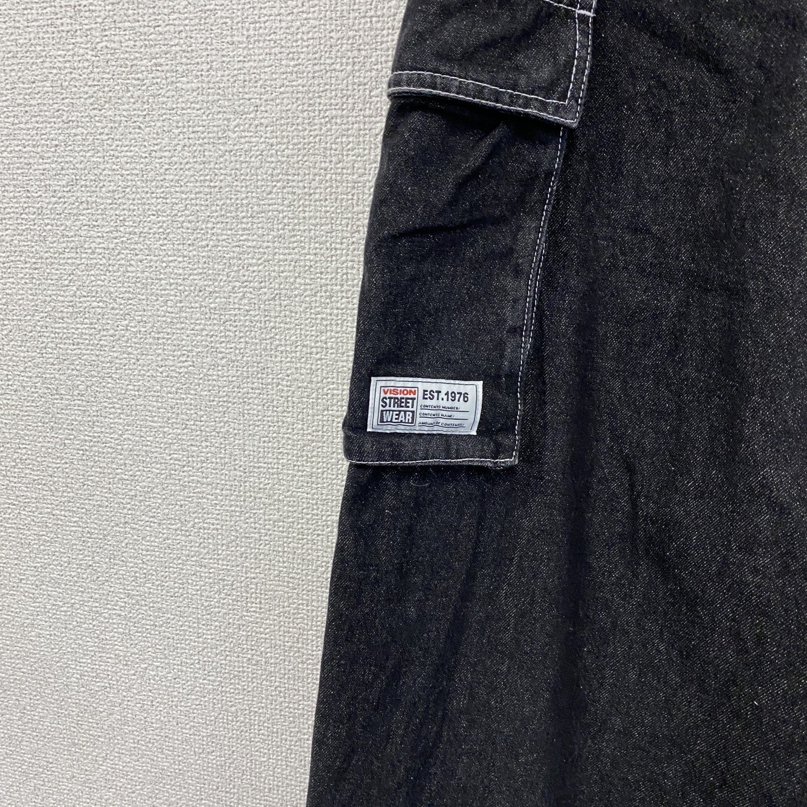 VISION STREET WEAR　ヴィジョンストリートウェア　デニムカーゴパンツ　ジップフライ　黒　ブラック　Lサイズ
