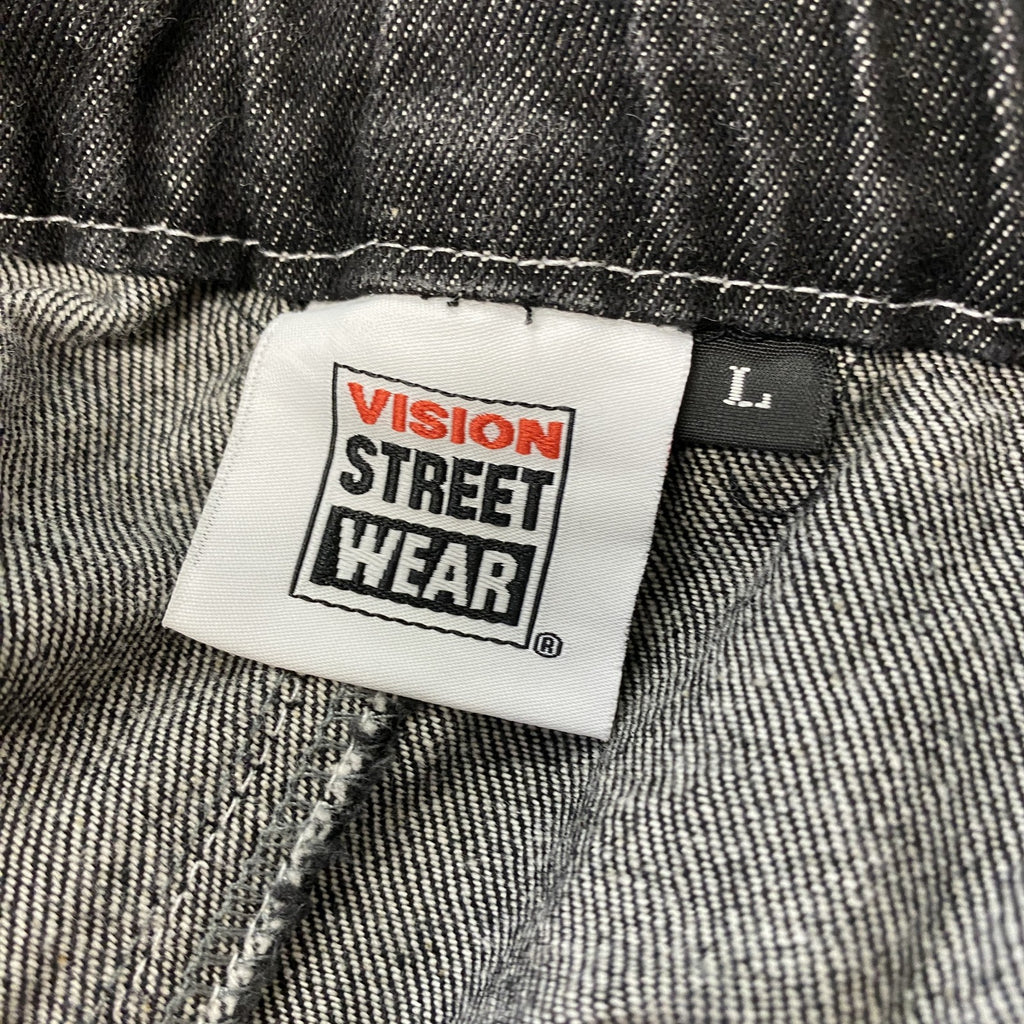 VISION STREET WEAR　ヴィジョンストリートウェア　デニムカーゴパンツ　ジップフライ　黒　ブラック　Lサイズ