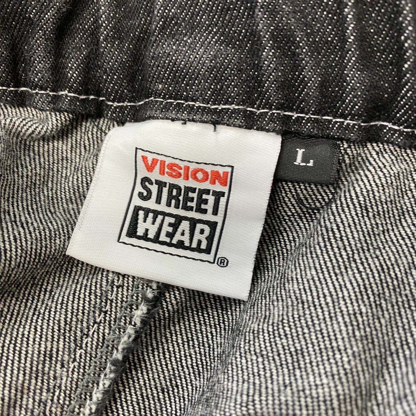 VISION STREET WEAR　ヴィジョンストリートウェア　デニムカーゴパンツ　ジップフライ　黒　ブラック　Lサイズ