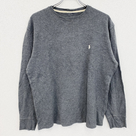 古着 used　長袖ワンポイント刺繍Tシャツ　カットソー　灰色　グレー