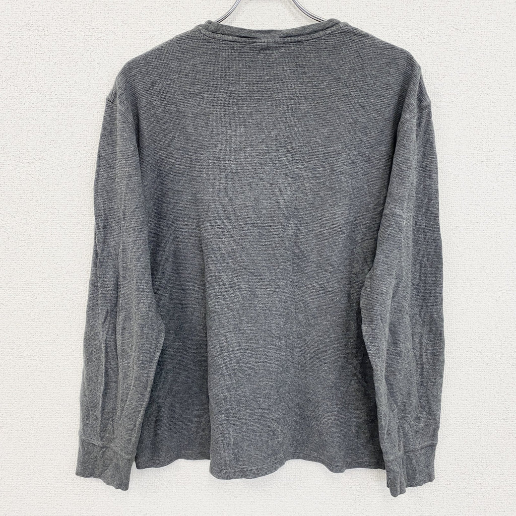 古着 used　長袖ワンポイント刺繍Tシャツ　カットソー　灰色　グレー
