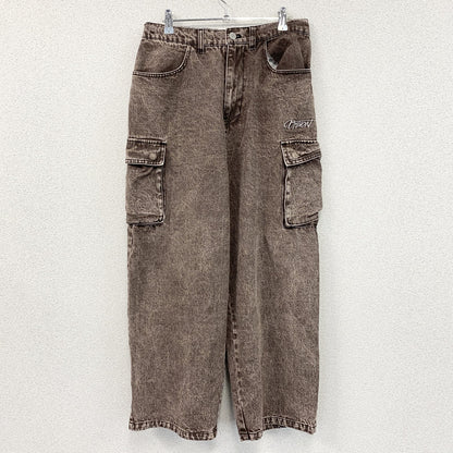 VISION STREET WEAR　ヴィジョンストリートウェア　デニムカーゴパンツ　ジップフライ　茶色　ブラウン　Lサイズ
