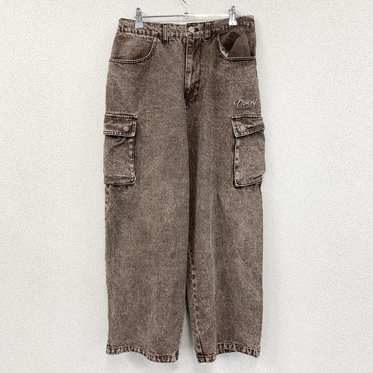 VISION STREET WEAR　ヴィジョンストリートウェア　デニムカーゴパンツ　ジップフライ　茶色　ブラウン　Lサイズ