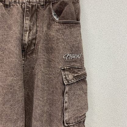VISION STREET WEAR　ヴィジョンストリートウェア　デニムカーゴパンツ　ジップフライ　茶色　ブラウン　Lサイズ