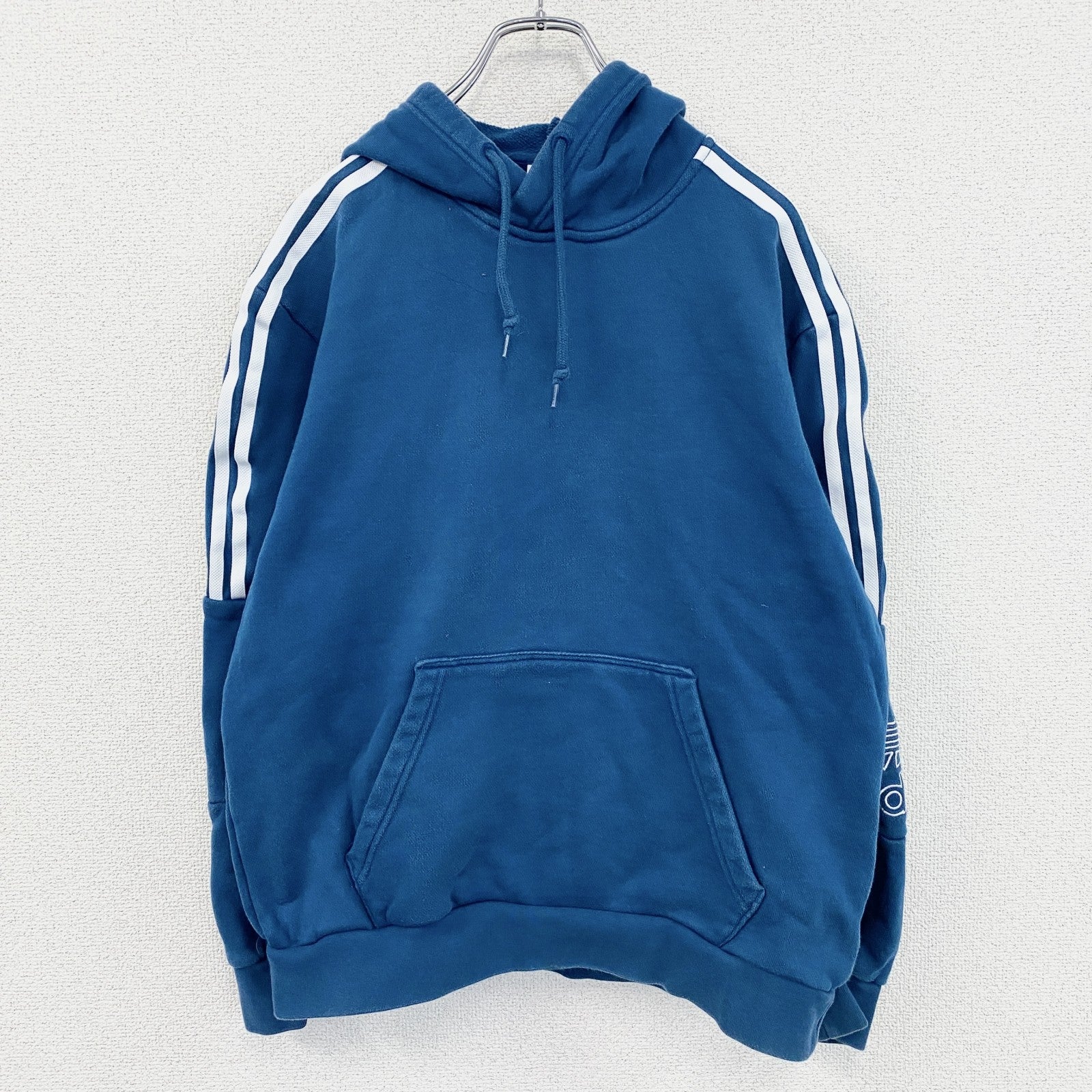 adidas　アディダス　スウェットパーカー/フーディー　トレフォイルロゴ　デカロゴ　青　ブルー　Oサイズ
