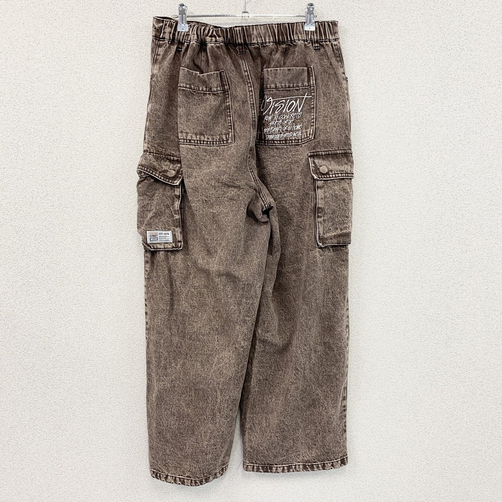 VISION STREET WEAR　ヴィジョンストリートウェア　デニムカーゴパンツ　ジップフライ　茶色　ブラウン　Lサイズ