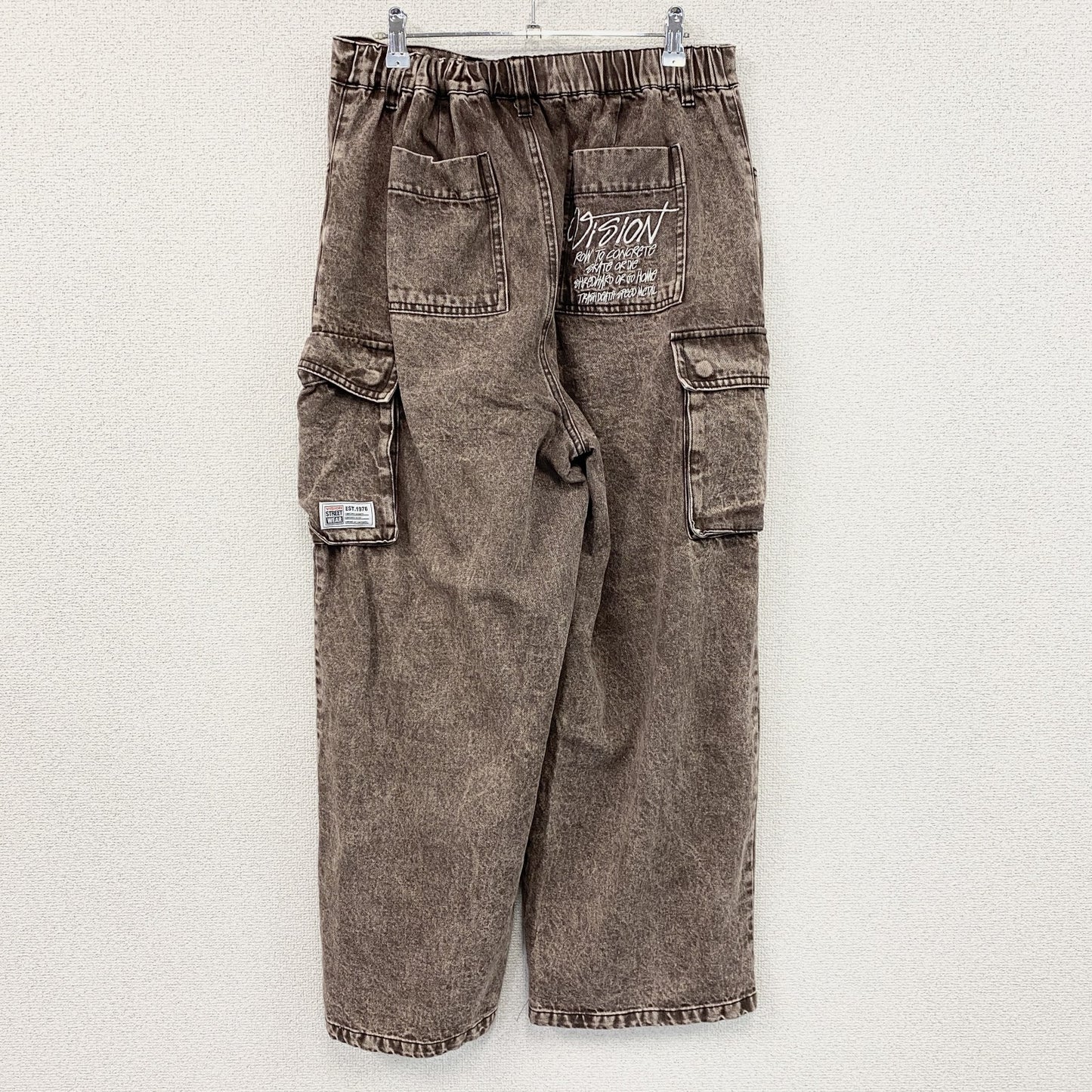 VISION STREET WEAR　ヴィジョンストリートウェア　デニムカーゴパンツ　ジップフライ　茶色　ブラウン　Lサイズ