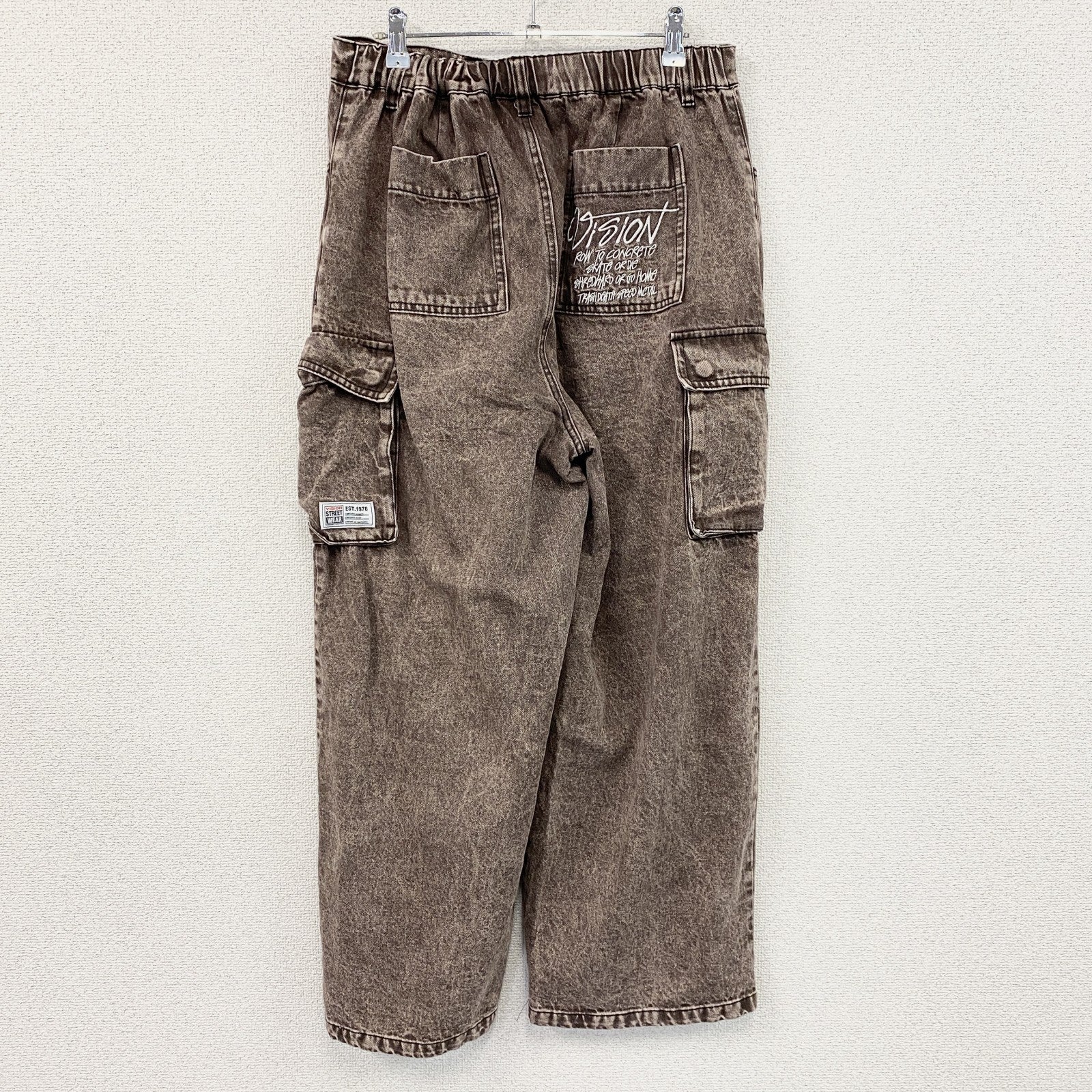 VISION STREET WEAR　ヴィジョンストリートウェア　デニムカーゴパンツ　ジップフライ　茶色　ブラウン　Lサイズ