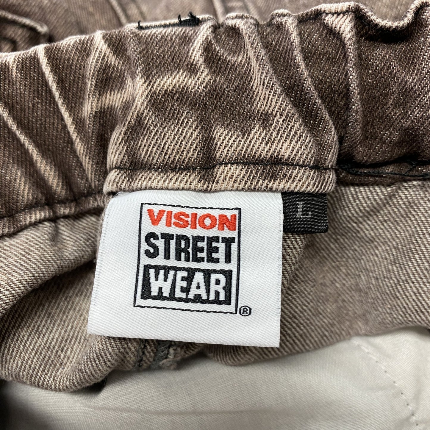 VISION STREET WEAR　ヴィジョンストリートウェア　デニムカーゴパンツ　ジップフライ　茶色　ブラウン　Lサイズ