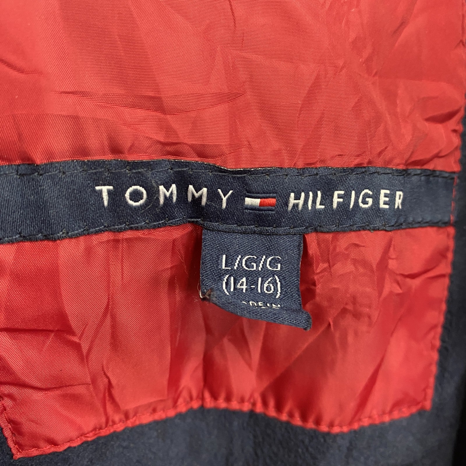 古着 used　TOOMY HILFIGER　トミーヒルフィガー　フルジップダウンジャケット　赤　レッド　Lサイズ