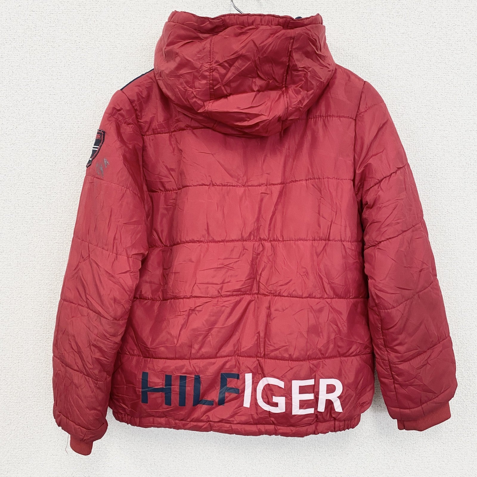 古着 used　TOOMY HILFIGER　トミーヒルフィガー　フルジップダウンジャケット　赤　レッド　Lサイズ