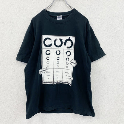 FRA　国立研究開発法人　水産研究　半袖Tシャツ　鰻　ランドルト環　黒　ブラック　Lサイズ　
