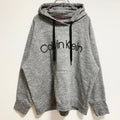 古着 used　CalvinKlein　カルバンクライン　長袖ロゴ刺繍パーカー　ラグラン袖　グレー　ビッグシルエット　2XLサイズ