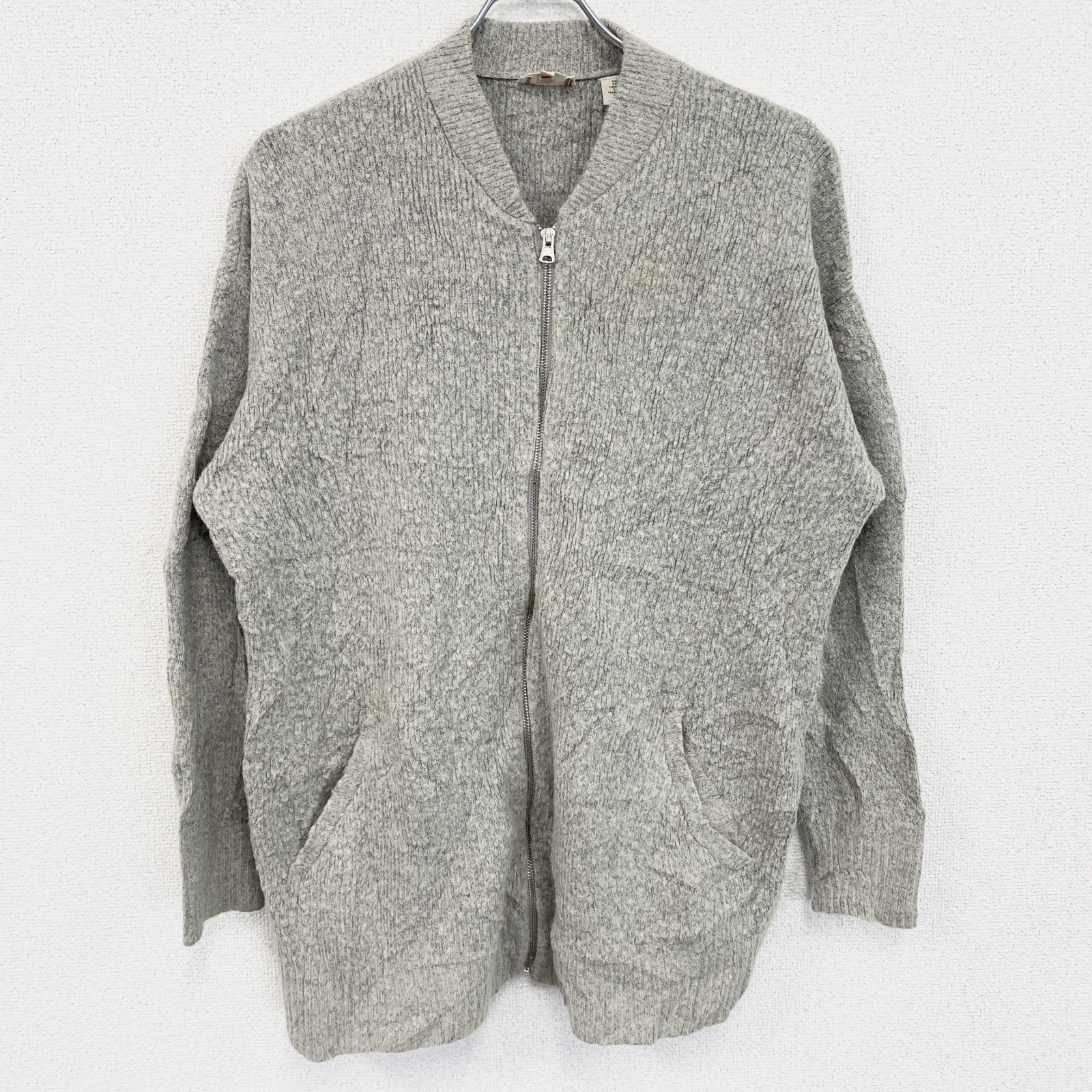 古着 used　LEVI’S　リーバイス　フルジップニットカーディガン　灰色　グレー　Lサイズ